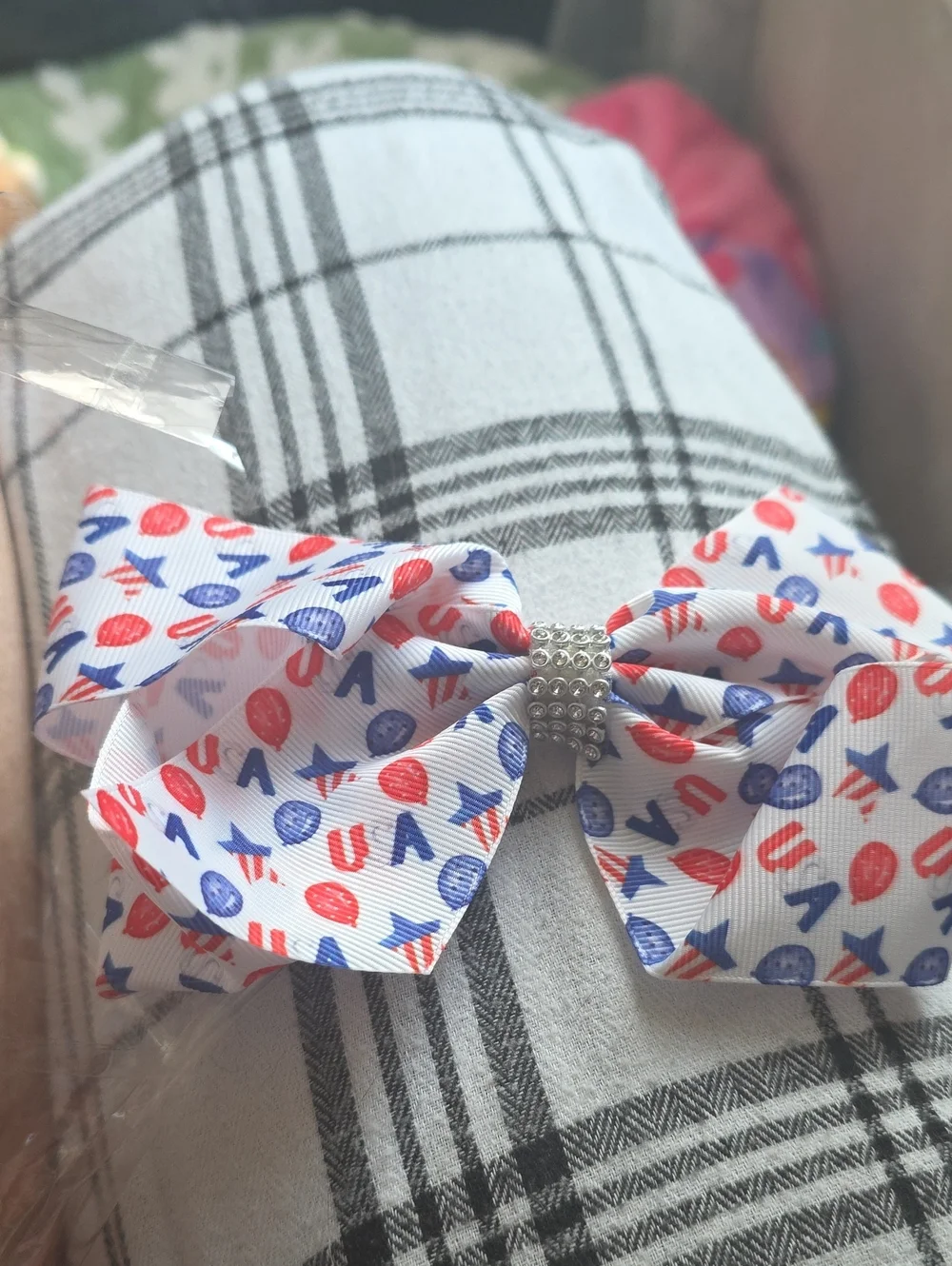 Kids Patriotic Red & Blue Bow Hair Clip